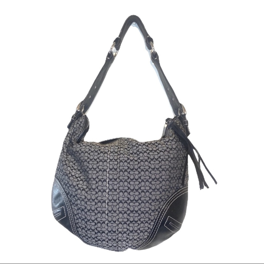 Black and gray hobo Coach bag